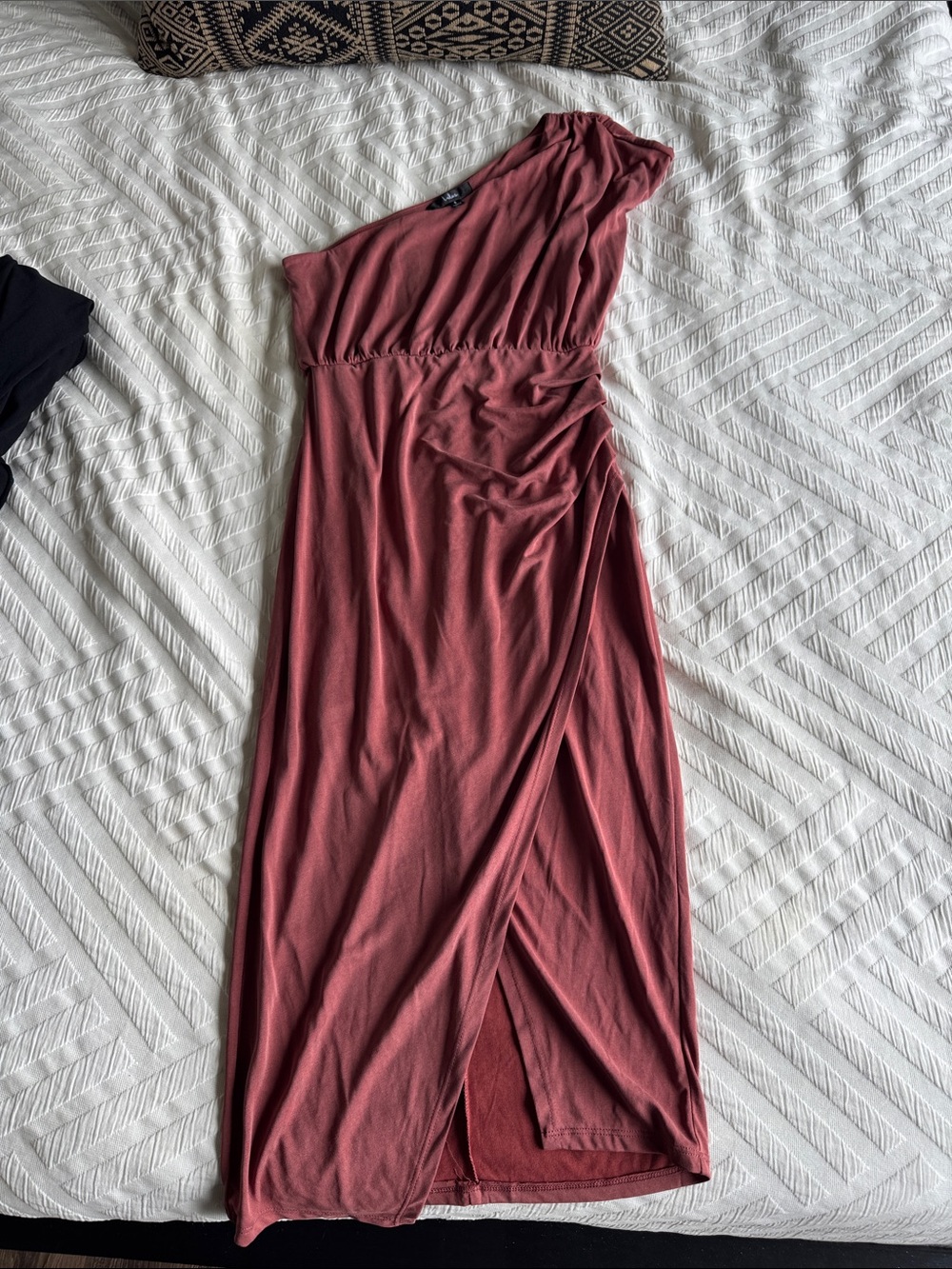 Lulu's One-Shoulder Dusty Rose Midi Dress
